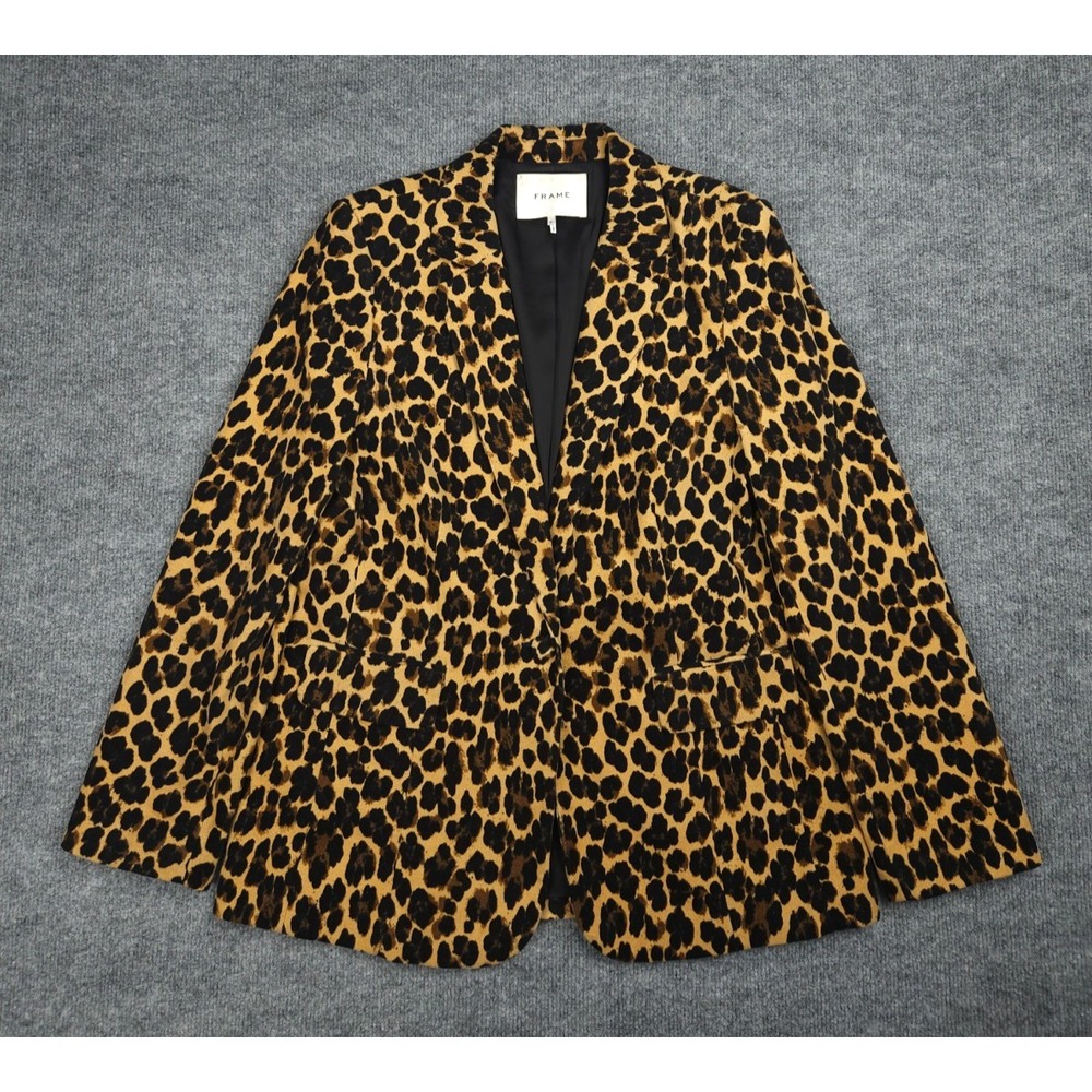 Frame Denim Leopard Print Blazer in Tan and Black